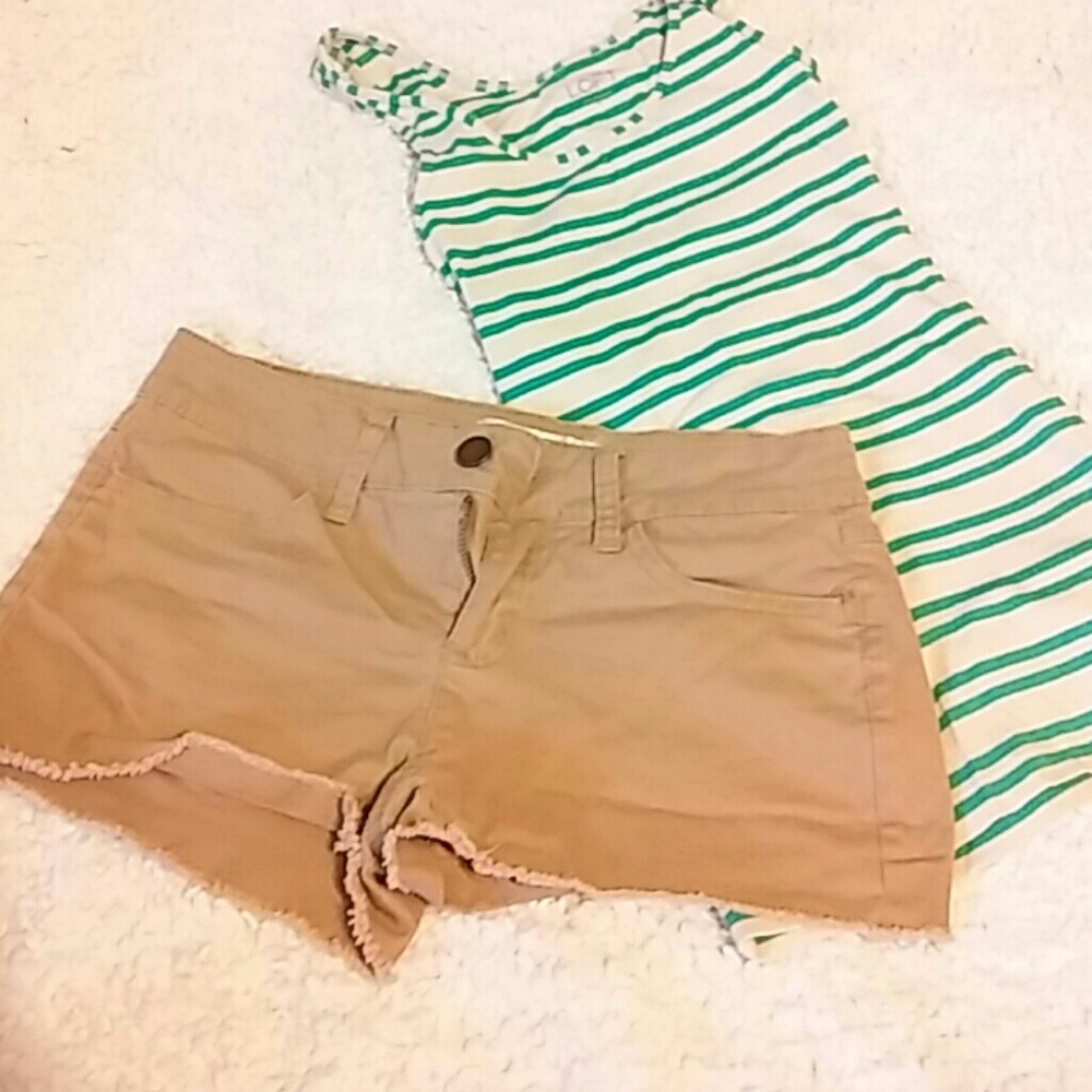 Khaki jean shorts